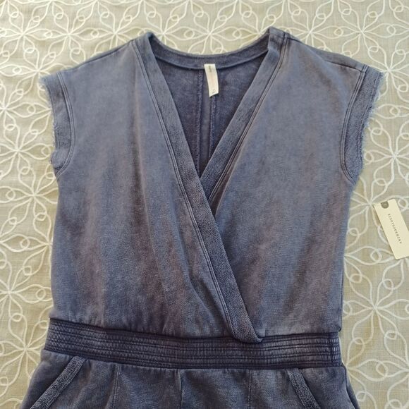 Anthropologie Daily Practice Romper Shorts 100% Cotton Faux Wrap Top. NWT - Picture 3 of 15